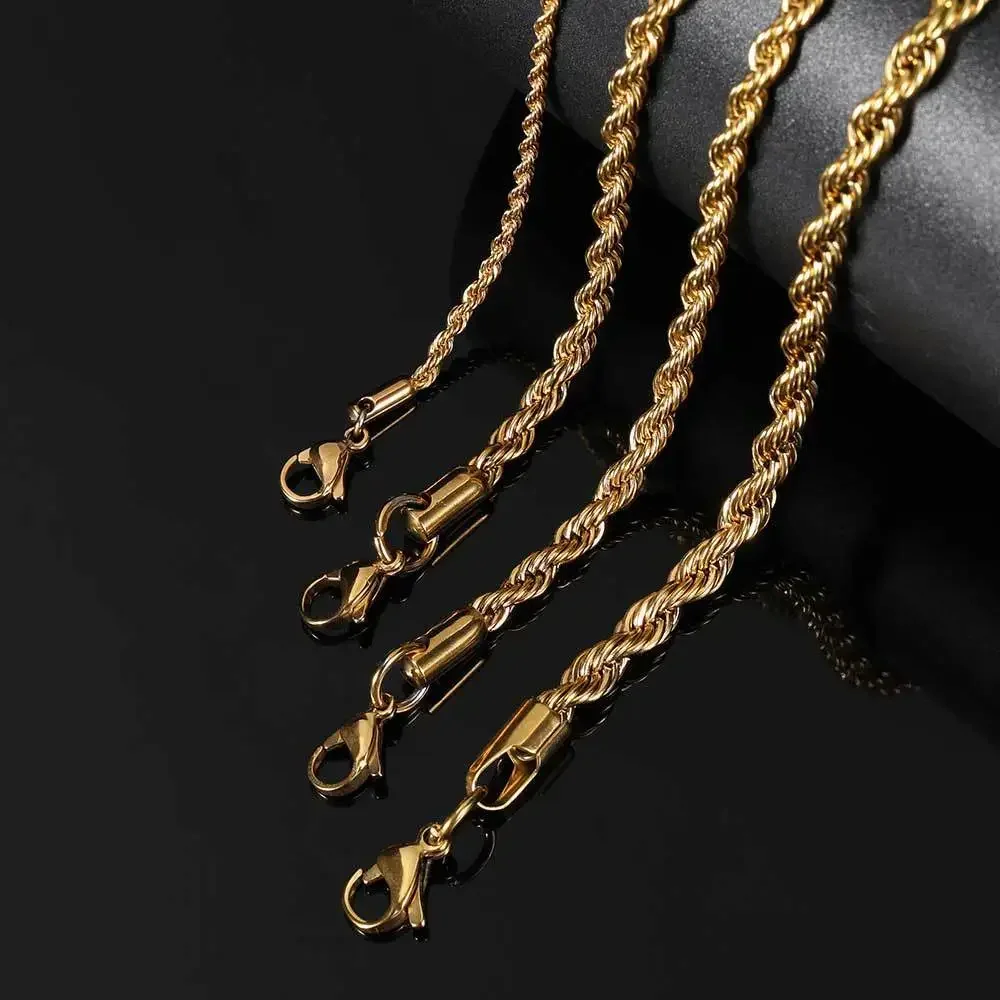 Stainless Steel Bracelet For Women Men 2/3/4/5/6MM Gold Color Twisted Rope Chain Bangle Fashion Never Fade Jewelry Accessories - Image 2