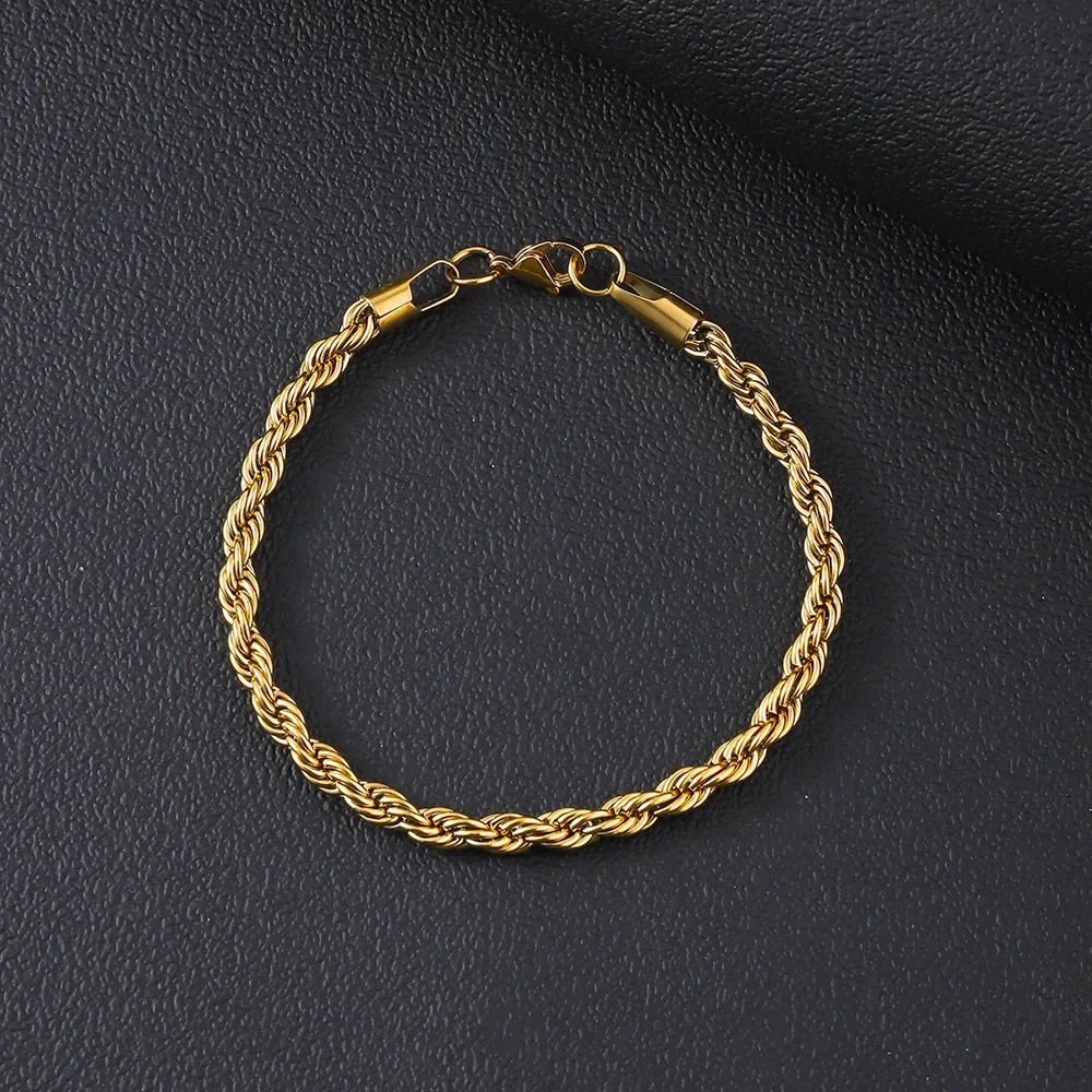 Stainless Steel Bracelet For Women Men 2/3/4/5/6MM Gold Color Twisted Rope Chain Bangle Fashion Never Fade Jewelry Accessories - Image 4