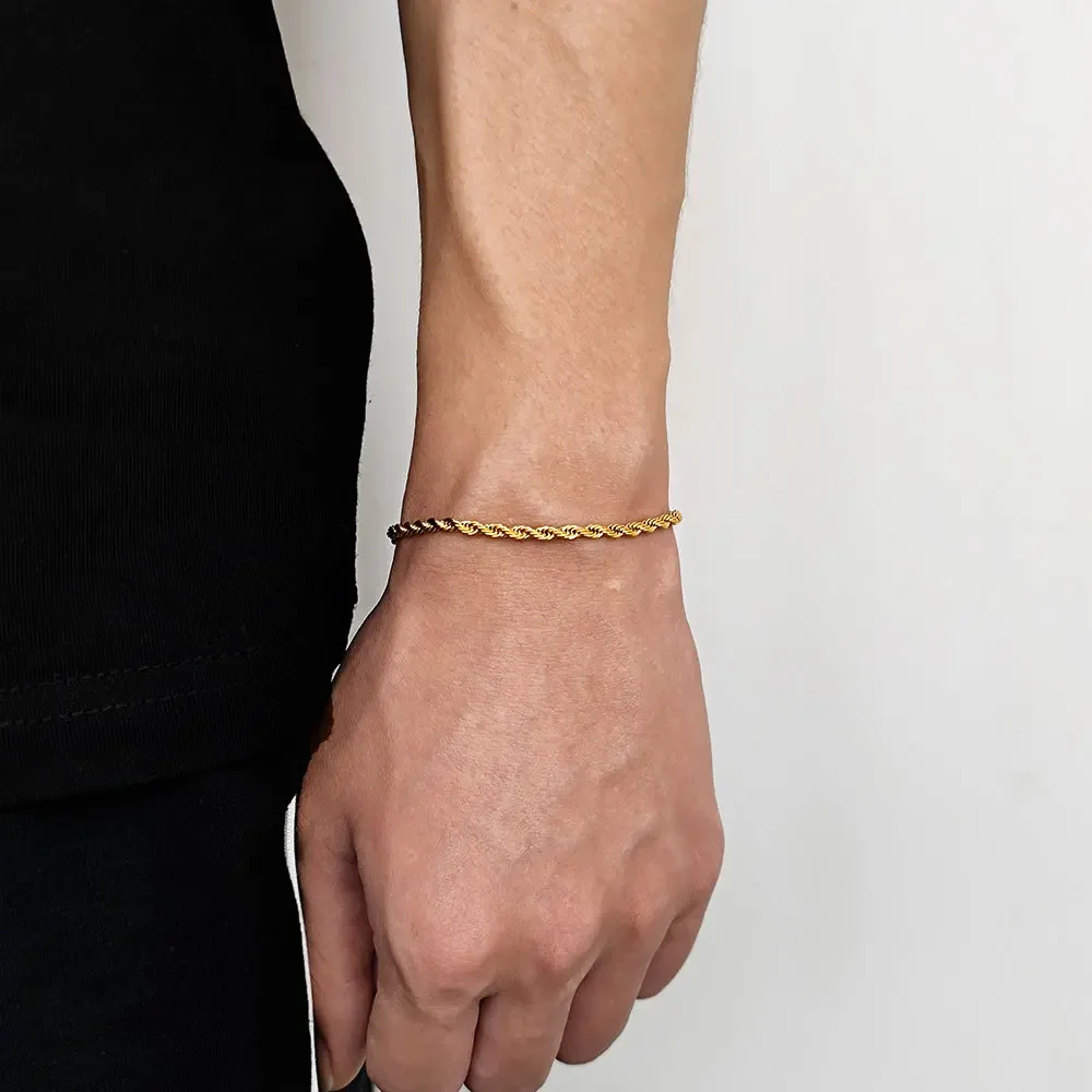 Stainless Steel Bracelet For Women Men 2/3/4/5/6MM Gold Color Twisted Rope Chain Bangle Fashion Never Fade Jewelry Accessories - Image 3