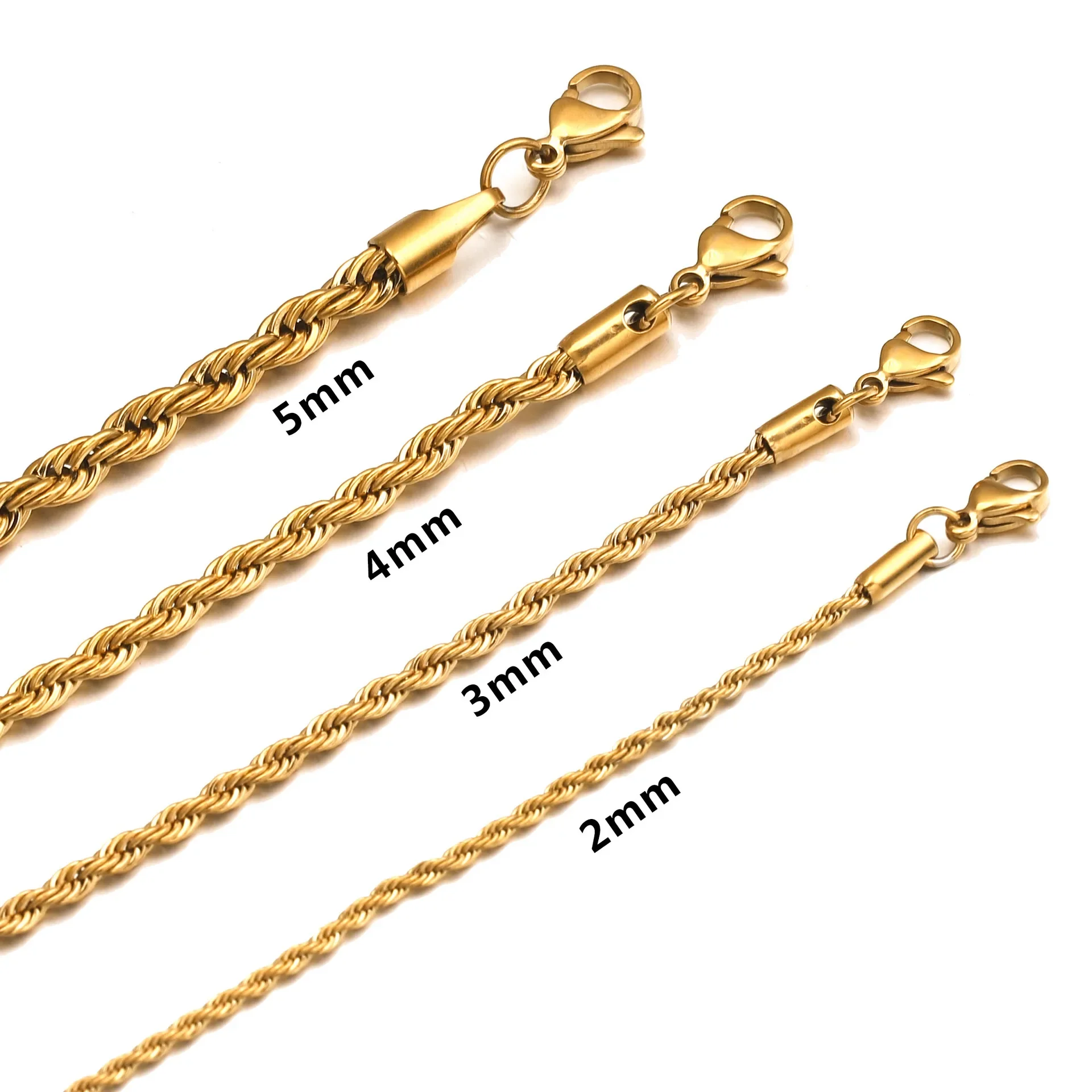 Stainless Steel Bracelet For Women Men 2/3/4/5/6MM Gold Color Twisted Rope Chain Bangle Fashion Never Fade Jewelry Accessories - Image 5