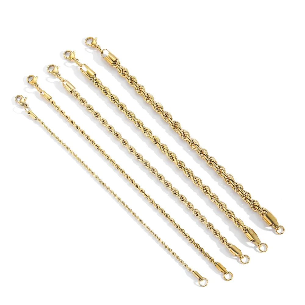 Stainless Steel Bracelet For Women Men 2/3/4/5/6MM Gold Color Twisted Rope Chain Bangle Fashion Never Fade Jewelry Accessories - Image 6