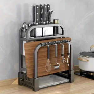 Stainless Steel Knife Holder Kitchen Rack Home Countertop Cutting Board Rack Cutting Board Knife Integrated Storage Rack