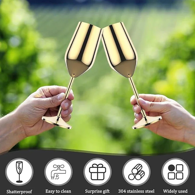 Stainless steel wine glasses unbreakable metal cocktail glasses 220ml for drinking cocktails and wine in the bar and at bar Cup - Image 2