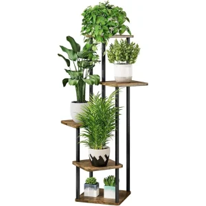Stand Indoor 5 Tier Plant Shelf Metal for Multiple Plants Corner Tall Flower Holders for Patio Garden Living Room Balcony Bedro