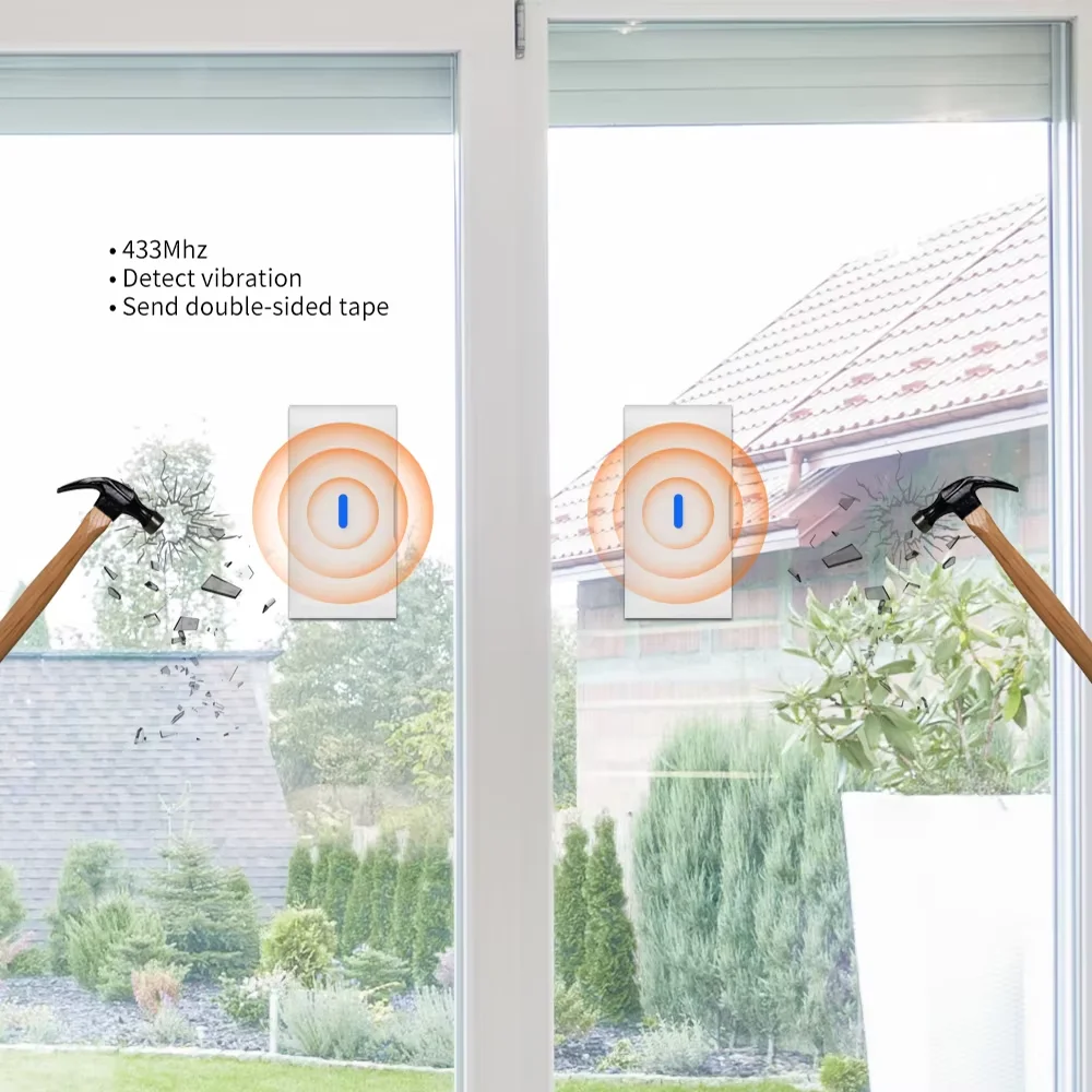 Staniot 433mhz Vibration Detector Window Sensor SOS Button Home Anti-Theft Device Wireless Glass Break Sensor Security Alarm - Image 2