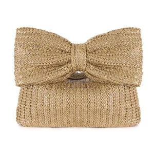 Straw Woven Clutch for Women Bow Purse Vacation Summer Beach Raffia Party Wedding Evening Bag 2024 Luxury Design Handbags Purses