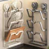 Suction Cup Pot Lid Rack Wall-mounted Punch-free Kitchen Storage Shelf Multi-function Household Storage Cutting Board Rack