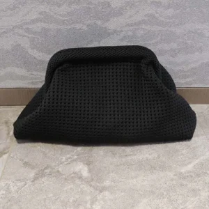Summer Beach Clutch Bag Solid Color Small Crochet Handbag Knitting Dumpling Clutch for Women Casual Hollow Out Pouch