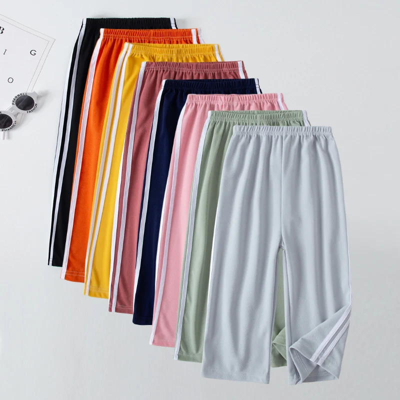 Summer CHILDREN'S Thin Wide-leg Pants Boys and Girls Color Leisure Sports Straight Pants Comfortable Pants. - Image 3