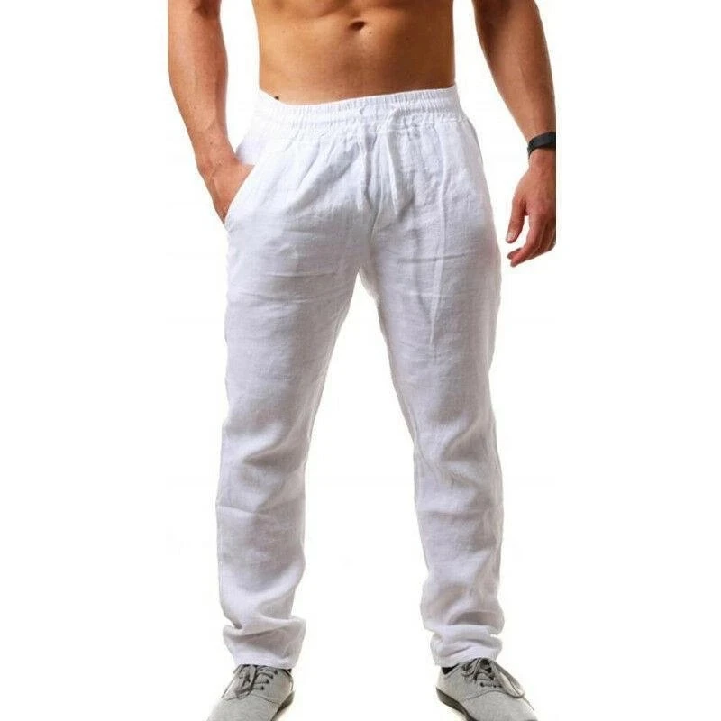 Summer Men Sport Gym Pants Soild Cotton Linen Pants Breathable Casual Training Trousers Joggers Hip Pop Sweatpants Streetwear - Image 2