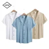 Summer Mens Shorts Sleeve Shirts Business T-Shirts Men Breathable Solid Color Streetwear Button Shirts for Men White Shirts