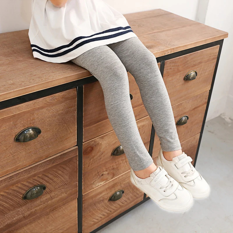 Summer New Girls Leggings Kids Modal Pants Teen Student Fashion Solid Soft Wild Tight For 3-12 Years Children Casual Trousers - Image 3