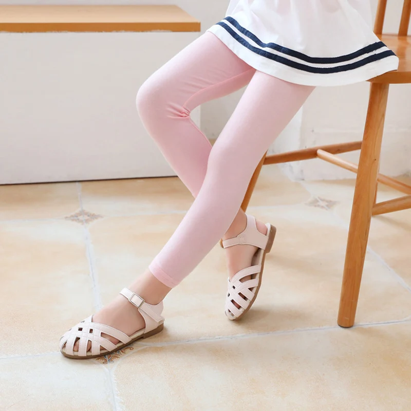 Summer New Girls Leggings Kids Modal Pants Teen Student Fashion Solid Soft Wild Tight For 3-12 Years Children Casual Trousers - Image 4