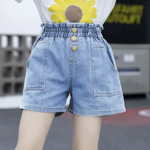 Summer New High Waist Toddler Teenage Girl Denim Shorts Classic Design Fashion Kids Girls Soft Jean Pants