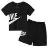 Summer Short Sleeve T Shirt +shorts 2 Piece Set Children Clothes Luxury Brand Print Sport Casual Fashion Boy Girl Kid Tracksuit