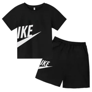Summer Short Sleeve T Shirt +shorts 2 Piece Set Children Clothes Luxury Brand Print Sport Casual Fashion Boy Girl Kid Tracksuit