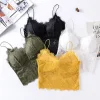 Summer Women Lace Sexy Top Sun Sleeveless Solid Tops Unpadded Bralette Bra Bustier Zipper Back Club Crop Tank Plus