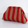 Summer Woven Crochet Purses for Women Beach Clutch Striped Beach Dumpling Hobo Casual Colorblock Bag Ladies Ruched CloudS Purse