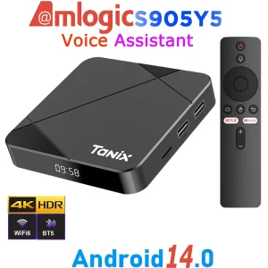 TANIX TX5 Android14.0 Amlogic S905Y5 4K Video LAN Wifi6 BT5.0 Voice Assistant Remote Control Game Media Smart TV Box