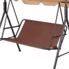 Thickened 600D Fabric Swing Seat Cover, Waterproof Outdoor Patio Swing Cushion, Brown, 58x19.7x19.7in