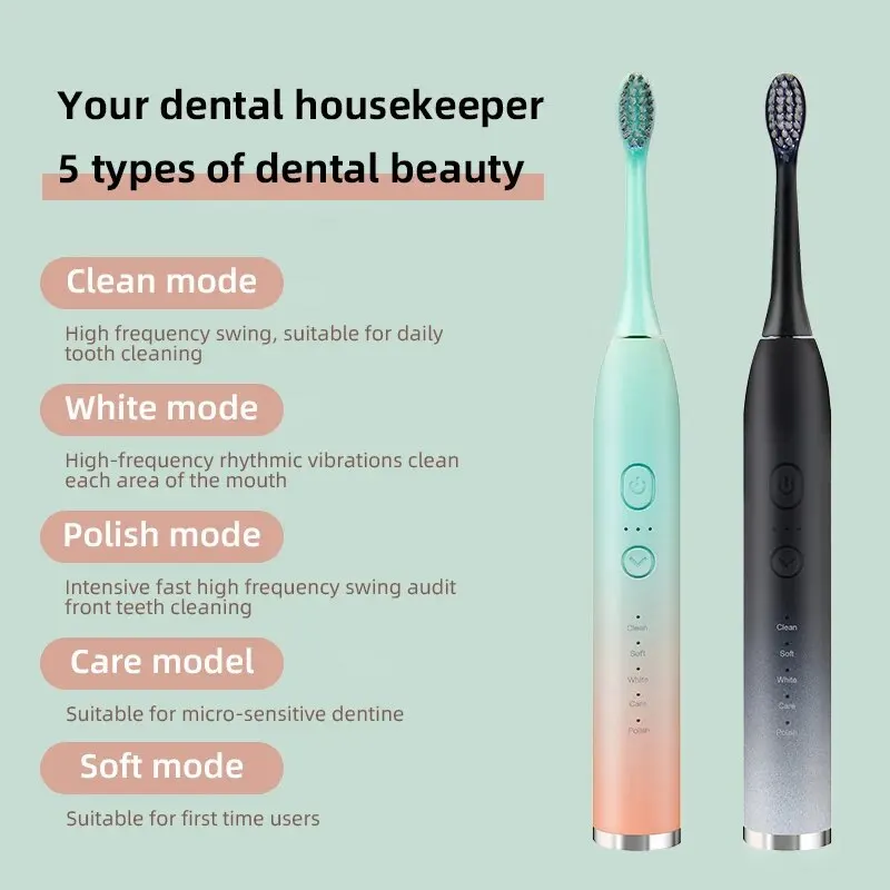 Tongwode Electric Sonic Toothbrush Rechargeable Waterproof Electronic USB Charge Whitening Tooth Brushes Replacement Heads Adult - Image 5