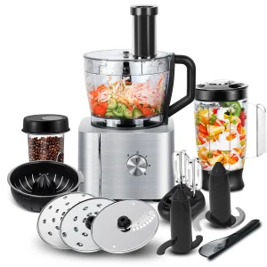 TopStrong 11-in-1 3.2L Bowl 1100W 3 Speeds with Chopping Blending Kneading Grinding Whisking Juicing Food Processor blender