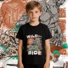 Transformers Wild Side Print Boys Girls Kids Cotton T Shirt Short Sleeve Casual Summer Top Soft Breathable Comfortable