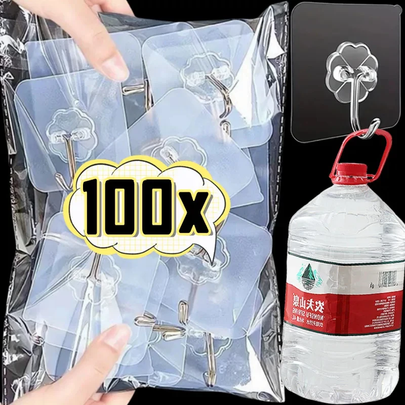 Transparent Self Adhesive Wall Hooks Heavy Duty Multi-Purpose Wall Hook Key Holder Towel Holder For Kitchen Bathroom Accessories - Image 2