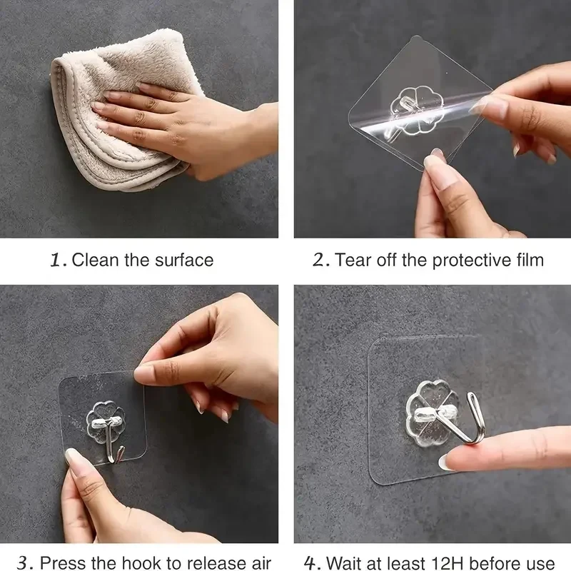Transparent Self Adhesive Wall Hooks Heavy Duty Multi-Purpose Wall Hook Key Holder Towel Holder For Kitchen Bathroom Accessories - Image 6