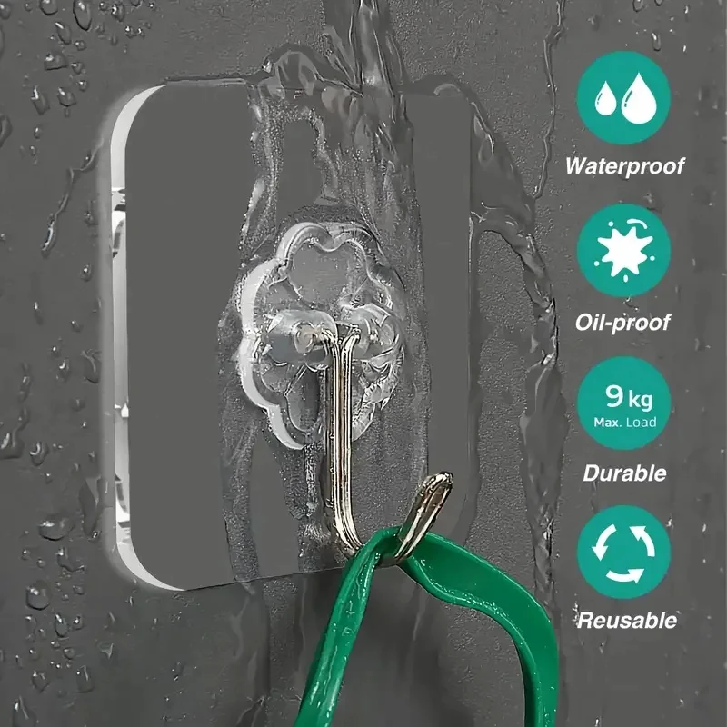 Transparent Self Adhesive Wall Hooks Heavy Duty Multi-Purpose Wall Hook Key Holder Towel Holder For Kitchen Bathroom Accessories - Image 4