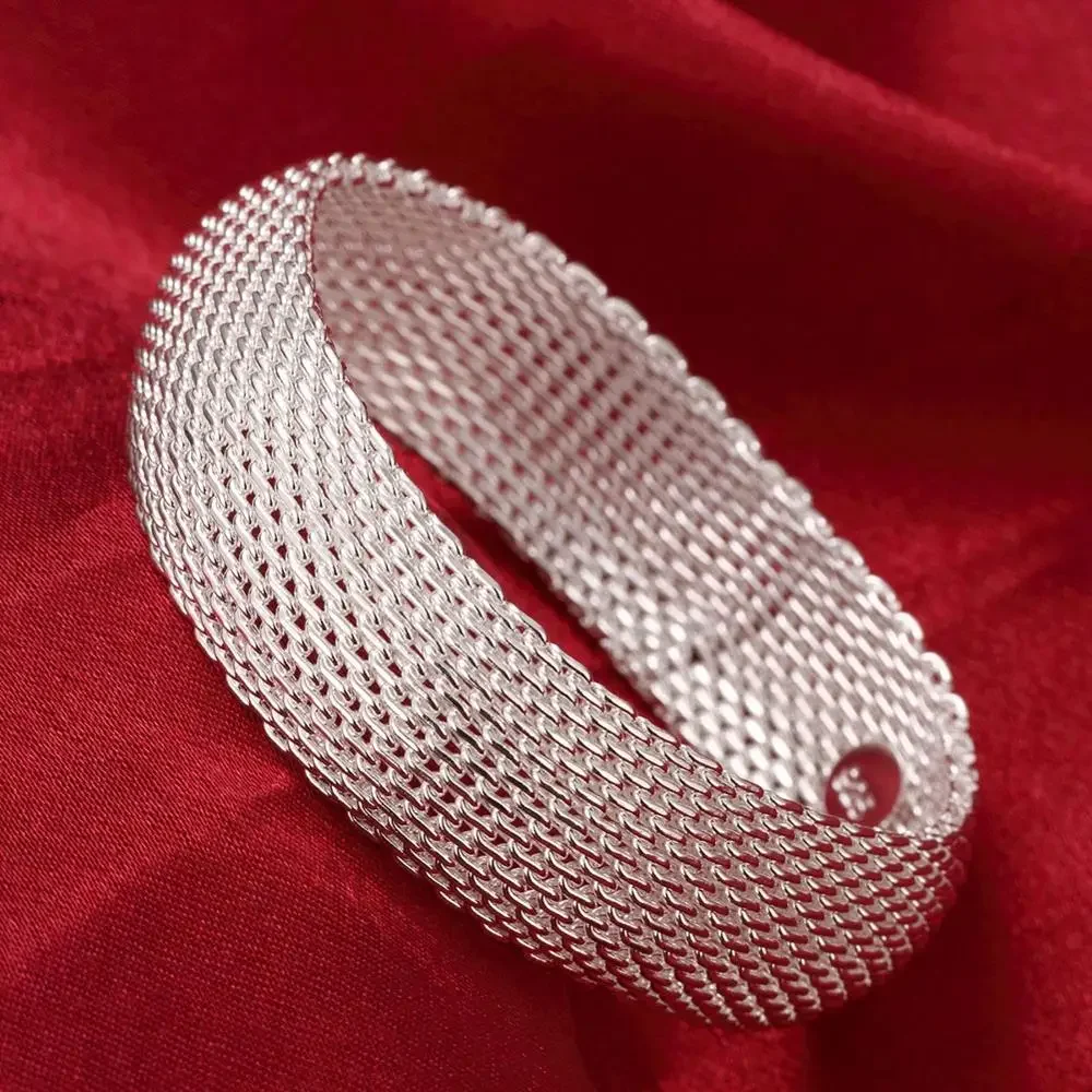 Trendy 925 Sterling Silver Bangles Bracelet Charms Cute Open for Women Fashion Jewelry Adjustment Size Cuff Wedding Party - Image 2