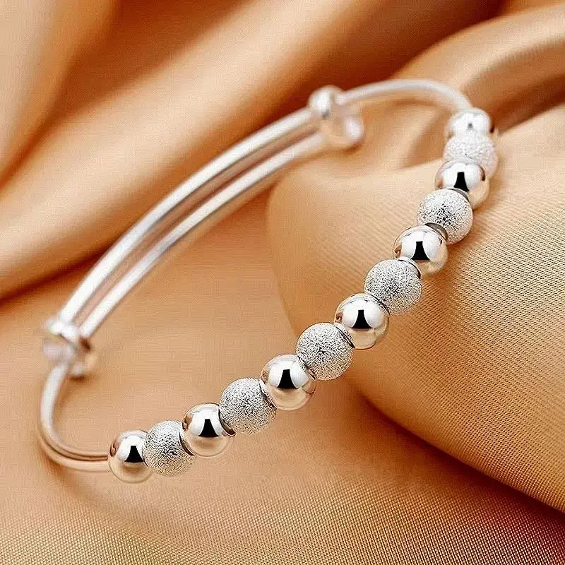 Trendy 925 Sterling Silver Bangles Bracelet Charms Cute Open for Women Fashion Jewelry Adjustment Size Cuff Wedding Party - Image 3