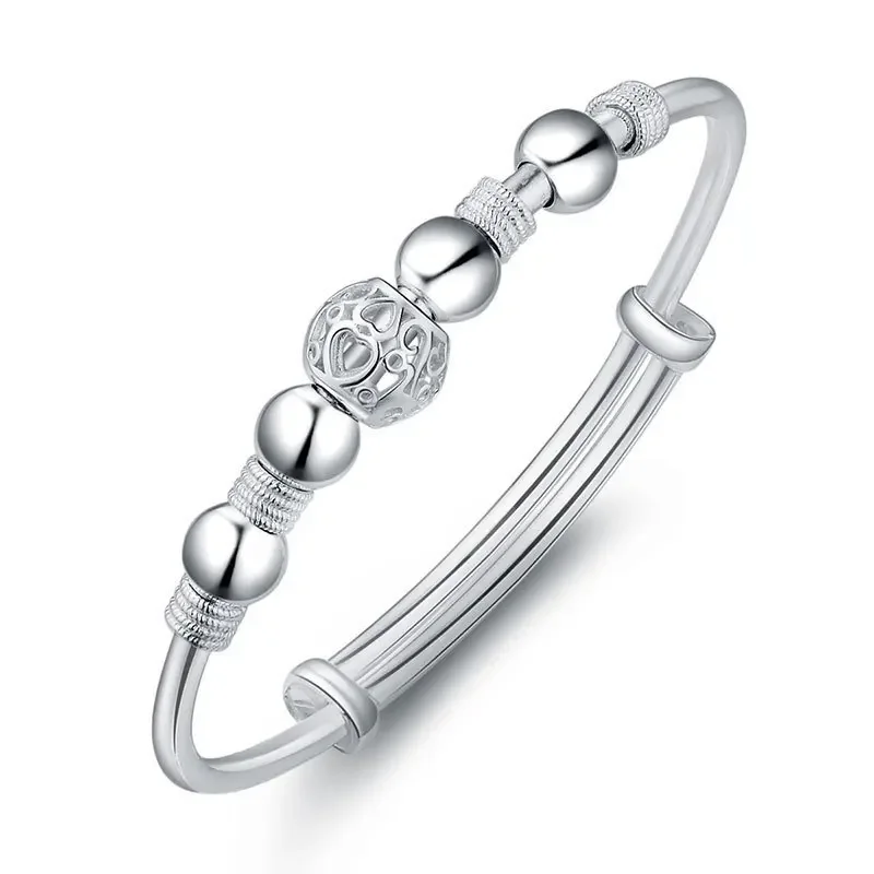 Trendy 925 Sterling Silver Bangles Bracelet Charms Cute Open for Women Fashion Jewelry Adjustment Size Cuff Wedding Party - Image 5