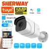 Tuya 5G Wifi IP Camera Outdoor Bullet 5MP Home Security Camera Motion Detection 1080P HD Color Night Vision Audio Surveillance
