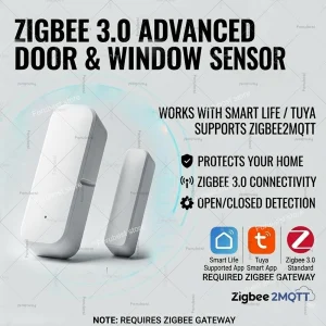 Tuya Zigbee Door Window Sensor Smart Home Security Alarm Wireless Magnetic Contact Detector App Control via Home Assistant 2MQTT