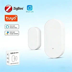 Tuya Zigbee Door Window Sensor, Smart Life Magnetic Contact Alarm, Works with Alexa Google Assistant, Support Z2M Zigbee2MQTT