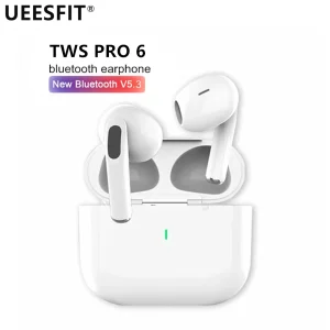 UEESFIT TWS Pro 6 Wireless Bluetooth Earphones Headphones Noise Reduction Air Earbud Low Latency HiFi Sound for IPhone Android