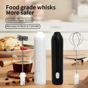 UPGRADED Electric Coffee Frother/MILK Whisk+Egg Beater MINI Food Blender USB Rechargeable Handheld Three Speeds Espresso Tools