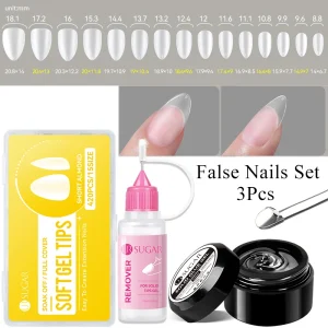 UR SUGAR 3PCS False Nails Set With 420Pcs Matte Soft Gel Tips Solid Glue Gel Remover Quick Nail Extension Kit Nail Beauty Starte