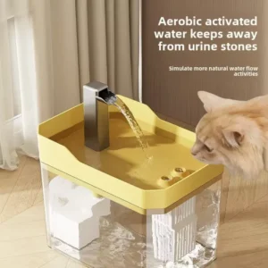 USB Cat Water Fountain with Auto Filter Transparent Anti-Dry Burning Recirculating Dispenser Includes Pump for Cats