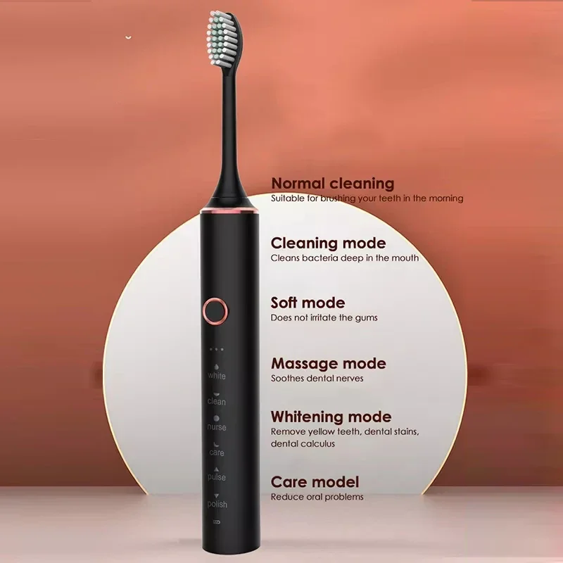 USB Fast Charging Sonic Electric Toothbrush with Smart Timer Rechargeable Adult Toothbrush Set Includes Replacement Heads - Image 2