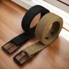 Unisex Trendy Belt Porous Canvas with Pin Buckle Leather Outdoor Sports Jeans Accessory for Men And Women