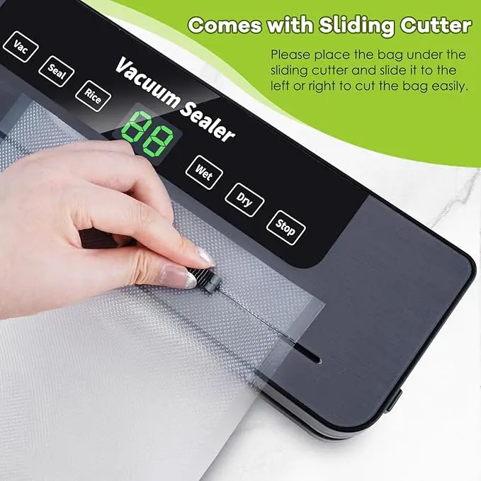 Vacuum Sealer,Automatic Food Vacuum Sealer,5 modes,with 10 sealing pockets and built-in cutter for sealing of wet and dry food - Image 5