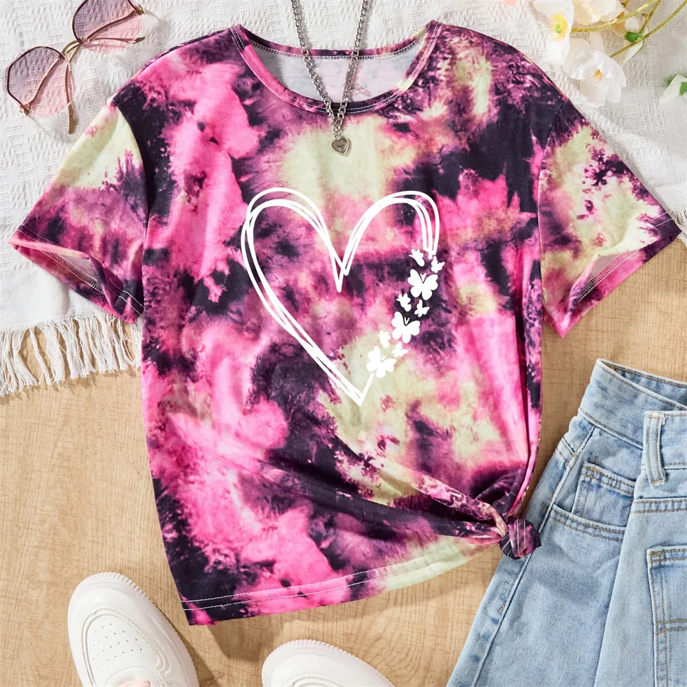 Valentines Girl Clothes Heart 3D Print Fashion Child Girls T Shirt Short Sleeve Clothes for Girls from 12 Years to 14 Years Old - Image 3