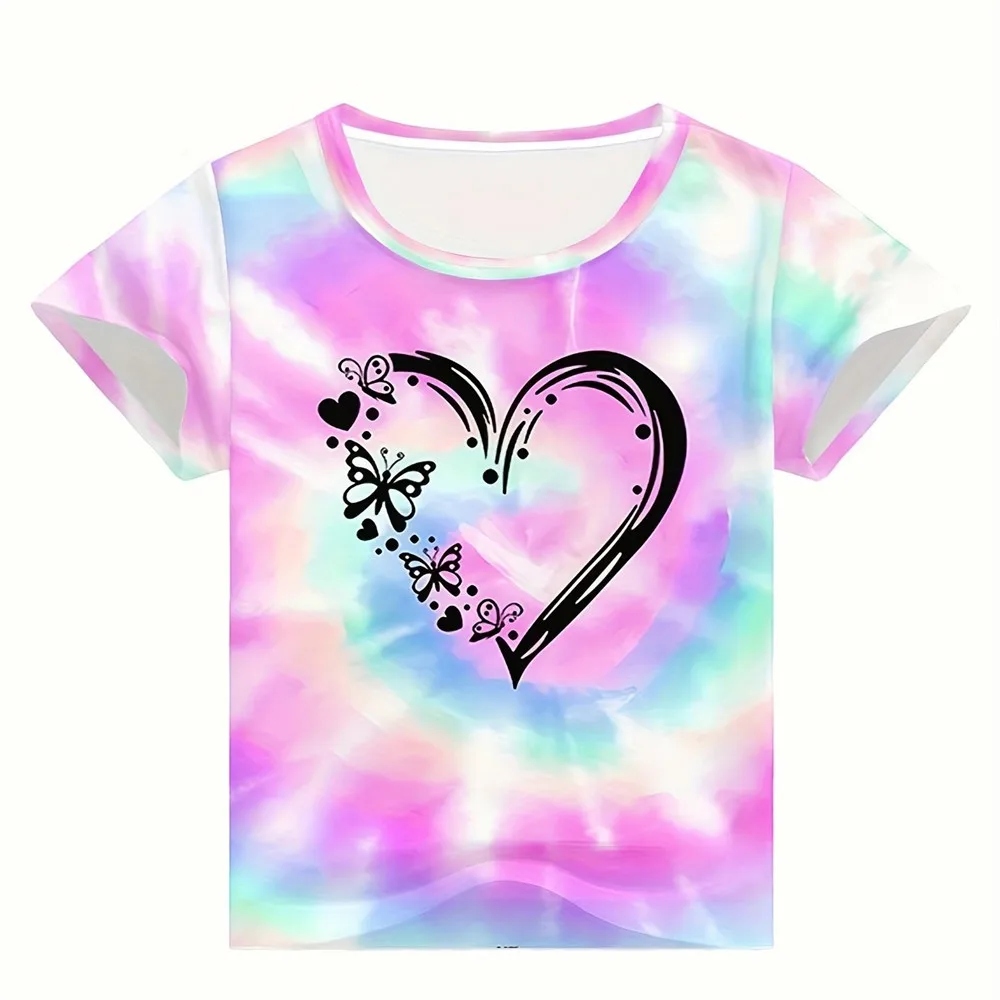 Valentines Girl Clothes Heart 3D Print Fashion Child Girls T Shirt Short Sleeve Clothes for Girls from 12 Years to 14 Years Old - Image 5