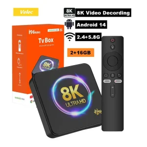 Velec 2026 Android TV Box I96 KING 8K HDR10 2+16GB Smart Android14 Voice Control Top-Set Box Dual-channel WiFi 2.4-5.8G BT5.2