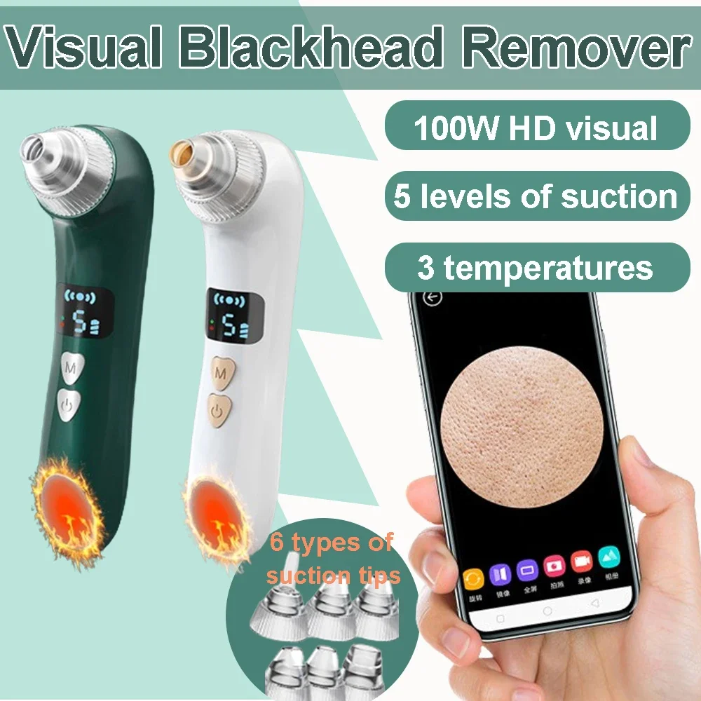 Visual Blackhead Remover Facial Deep Clean Machine Blackheads and Acne Remover Heated Face Extractor Electric Blackhead Sucker - Image 2