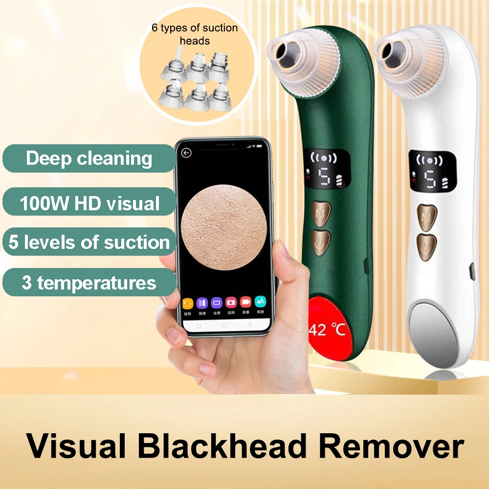 Visual Blackhead Remover Facial Deep Clean Machine Blackheads and Acne Remover Heated Face Extractor Electric Blackhead Sucker