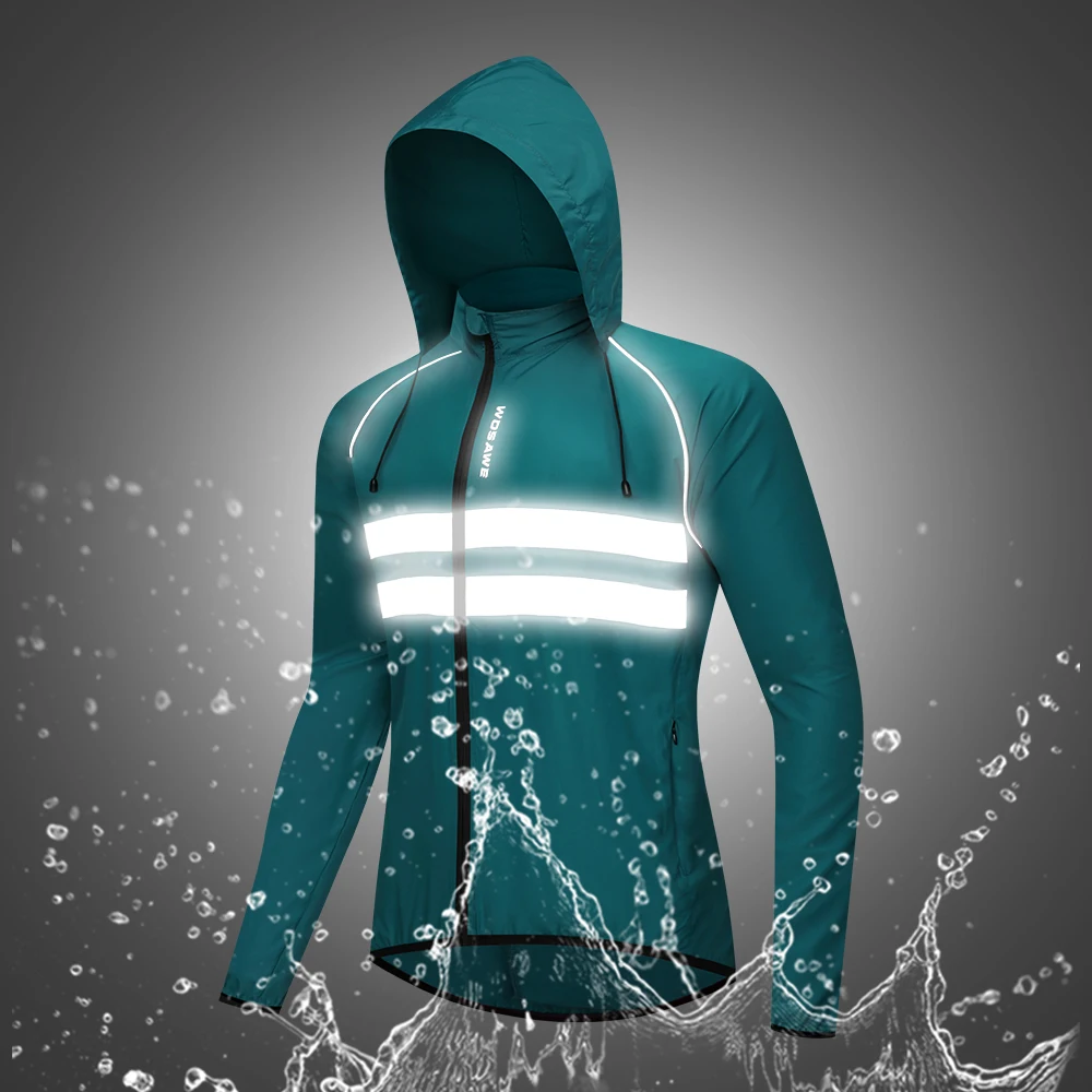 WOSAWE Men's Cycling Windbreaker Reflective Jacket Windproof Water Resistant MTB Road Bike Long Jersey Ultralight Cycling Jacket