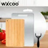 WXCOO Double-sided Chopping Board Kitchen Cutting Board for Fruit Meat Vegetable Stainless Steel or Natural Bamboo Cutting Board